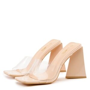 OLIVIA WOMEN'S NUDE CKEAR STRYCTURED HEEL SIZE 7.5